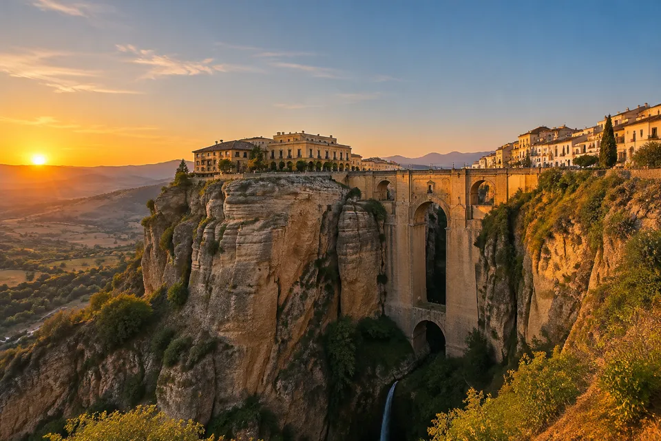 Puente Nuevo de Ronda sobre el Tajo al atardecer