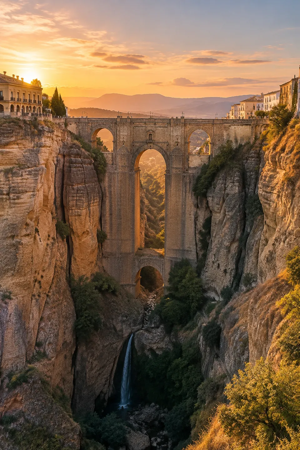 Vista vertical del Puente Nuevo y el Tajo de Ronda